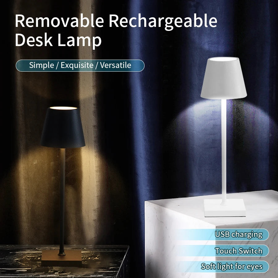 Table Lamps Rechargeable Wireless LED Desk Lamp - Touch Control Bedside and Office Light