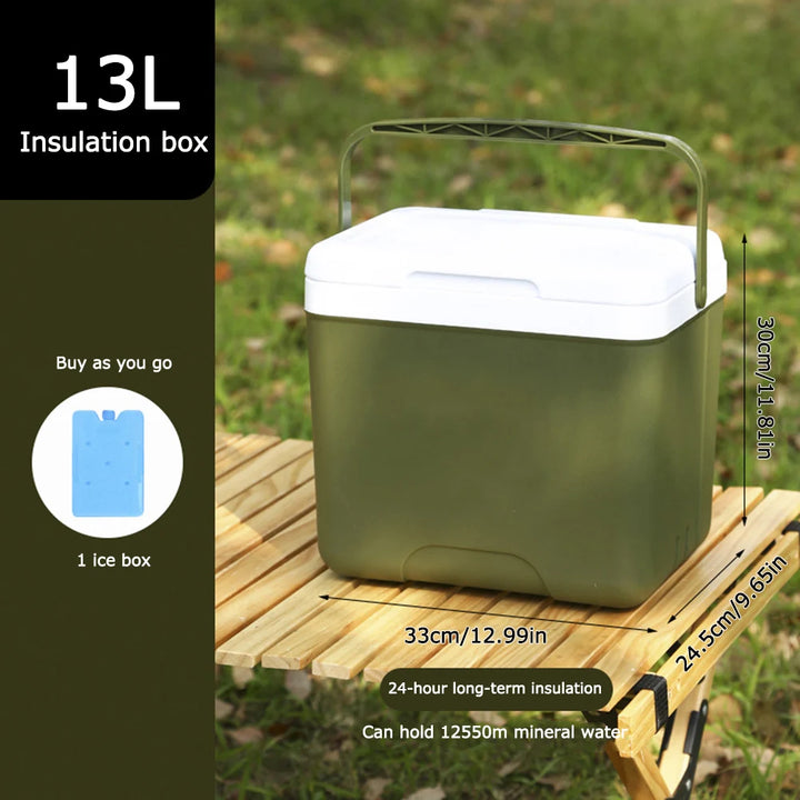 Large Capacity Portable Cooler Box - 13/6L Camping Refrigerator and Ice Bucket