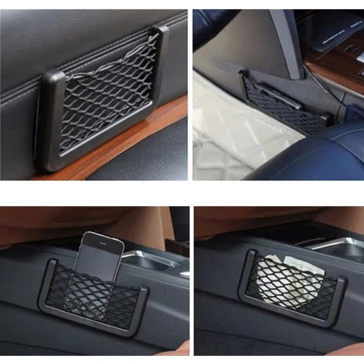 1pcs/2pcs Universal Car Organizer Storage Bag With Net For Phone Holder Car Accessories