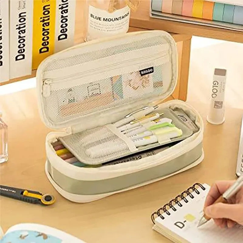 Sleek Design Pencil Cases | Large Capacity Pencil Bag Pouch Holder Box for Girls Office Student Stationery Organizer School Supplies