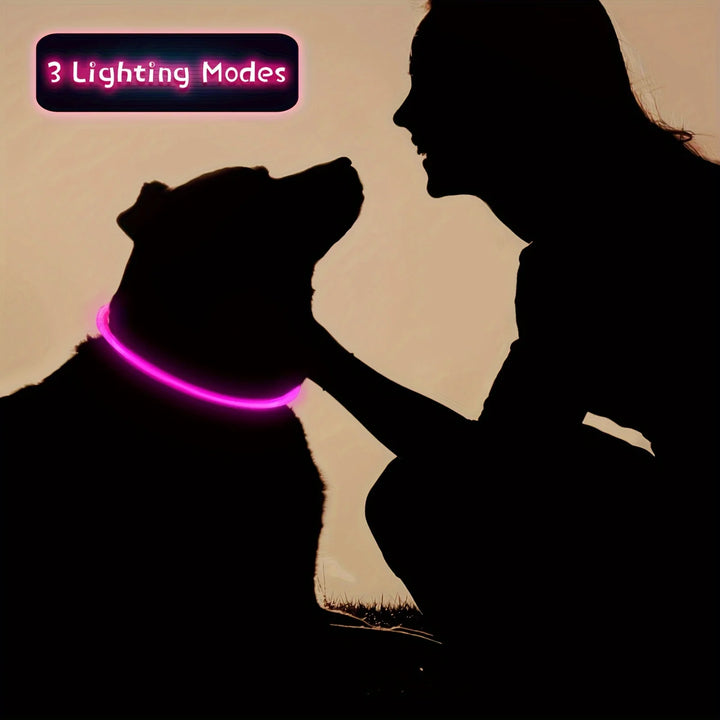 Pet Dog LED Light Collar Luminous Anti-Lost Dog Collar USB Rechargeable Dog Necklace Collar