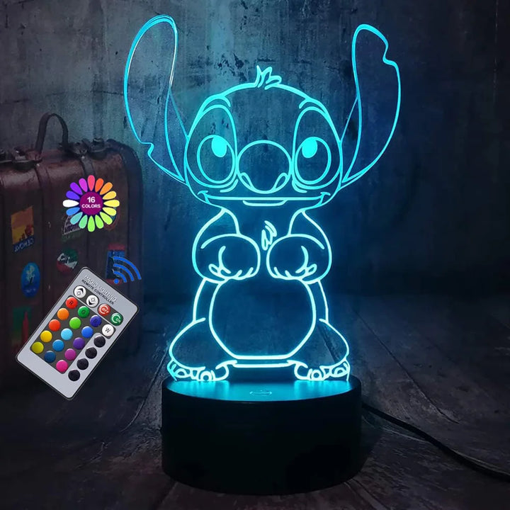 3D Illusion Stitch Night Light with Remote Control & Smart Touch - Perfect Room Decor Lamp