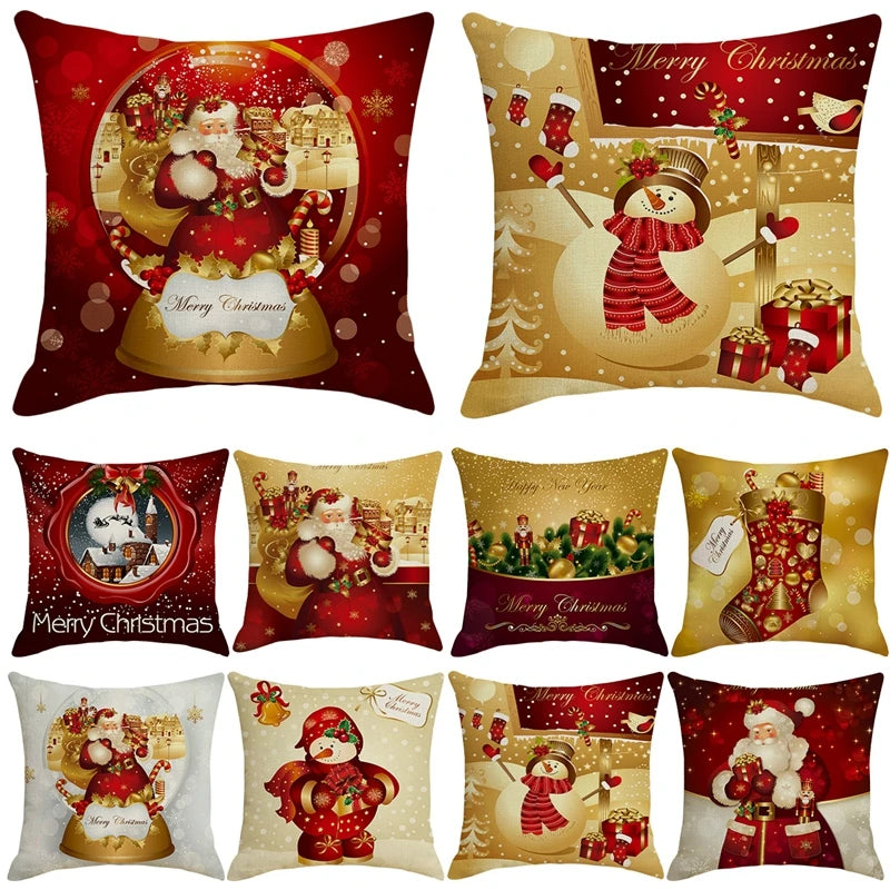 Christmas Cushion Cover Merry Christmas Decorations for Home 2024 Christmas Ornament Navidad Noel Xmas Gifts Happy New Year 2024