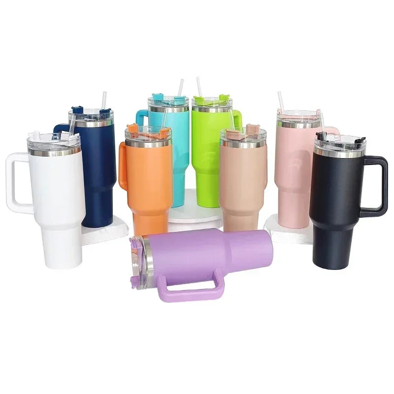 Stylish Stainless Steel Vacuum Insulated Tumbler With Lid & Straw Handle | Hot & Cold Drinks On-the-Go