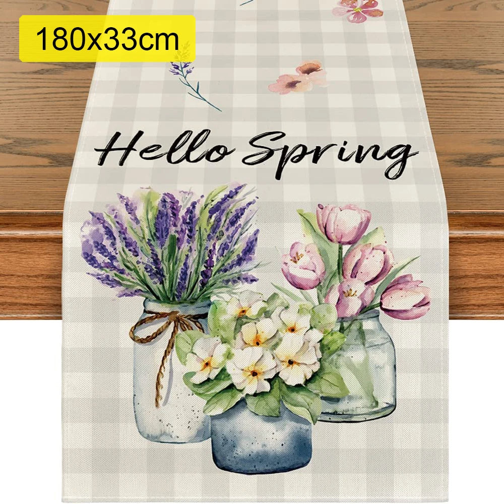 Elegant dining table runner for spring