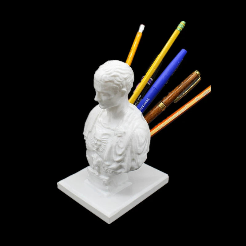 Julius Caesar Statue Office Desk Pen Holder Organizer Decor Gift Stationery Teacher