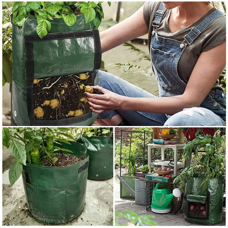 1PC Garden Potato Grow Bag | PE Fabrics Gardening Thicken Pot | Vegetables Planter Tub with Handles and Access Flap