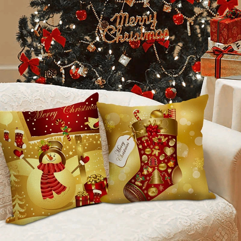 Christmas Cushion Cover Merry Christmas Decorations for Home 2024 Christmas Ornament Navidad Noel Xmas Gifts Happy New Year 2024