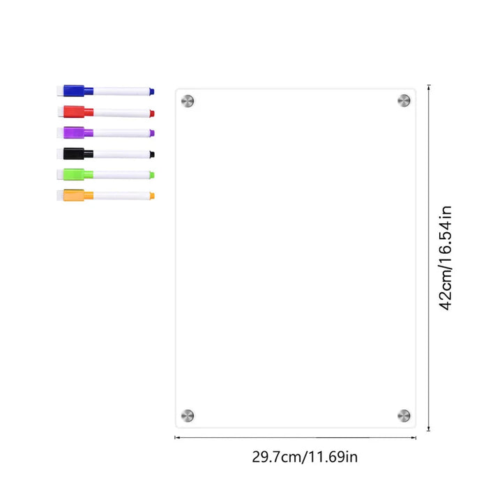 Clear Acrylic Magnetic Calendar | Reusable Magnetic Dry Erase Board For Home | Monthly Weekly Message Board