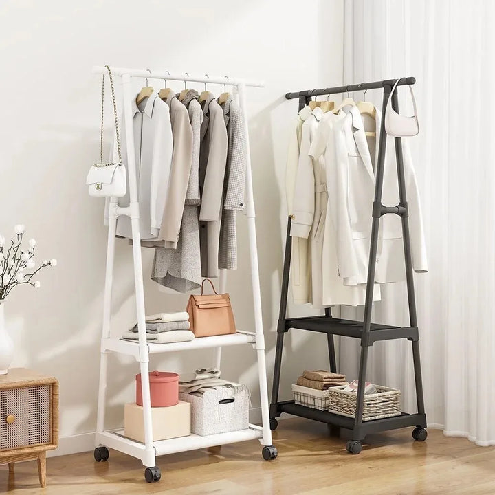 Movable Coat Rack, Triangle Pulley Multifunctional Clothes Racks For Household, Bedroom Hanger, Rolling Clothes Rack