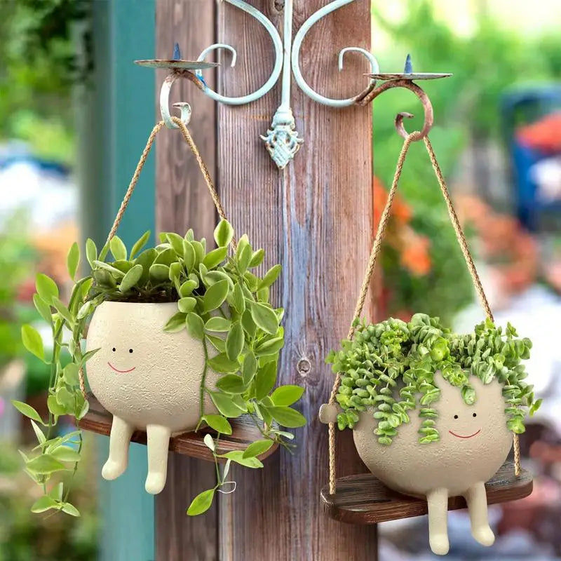 Swing Face Planter Pot For Balcony, Wall, Hanging | Hanging Planter For Home Decoration