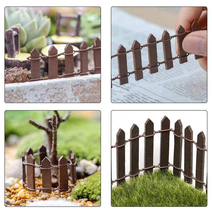 Fairy Garden Accessories Mini Wooden Fence 90x5cm DIY Dollhouse Home Decor