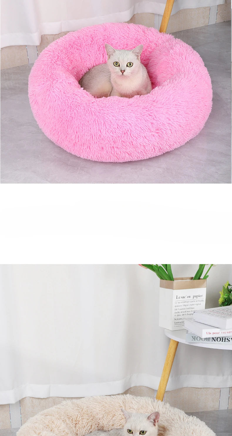 Home Plush Pet Nest Winter Cat Nest Dog Nest Warm Detachable and Washable Round Cat Nest Pet Bed Seasonal Universal Decoration