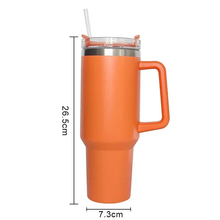 Stylish Stainless Steel Vacuum Insulated Tumbler With Lid & Straw Handle | Hot & Cold Drinks On-the-Go