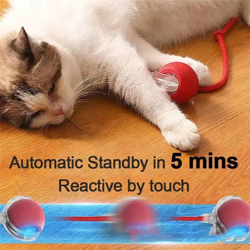 Electric Cat Ball Toy Automatic Rolling Fake Tail Ball Rechargeable Pet Interactive Toy Accessories for Cats Toys Things Games