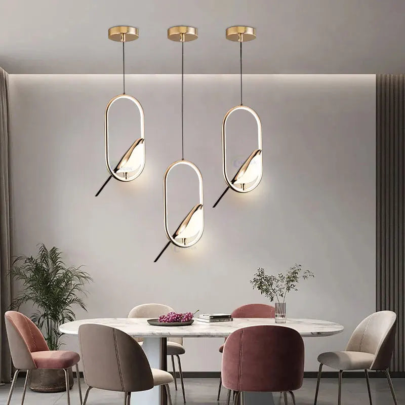 LED Magpie Pendant Light - Nordic Postmodern Hanging Lamp for Study and Bedroom