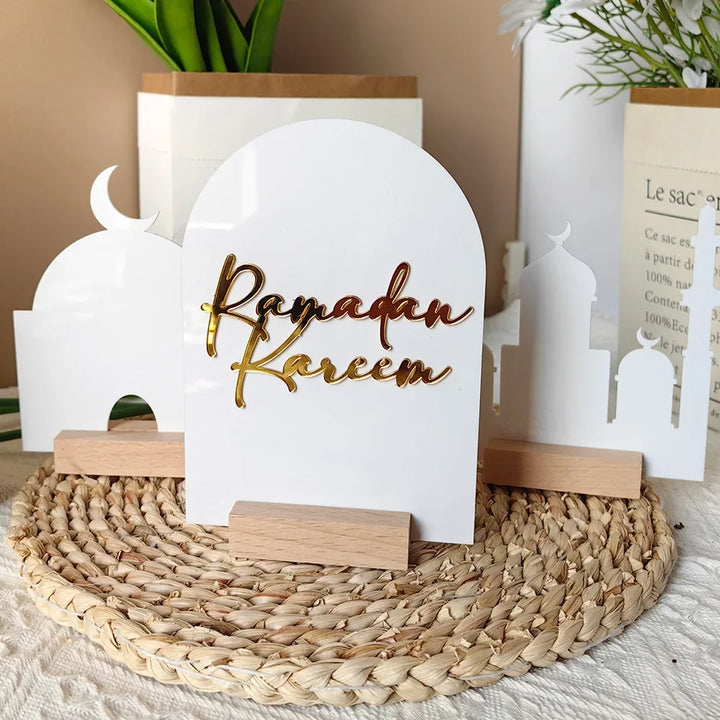 Stylish acrylic decorations for Ramadan table