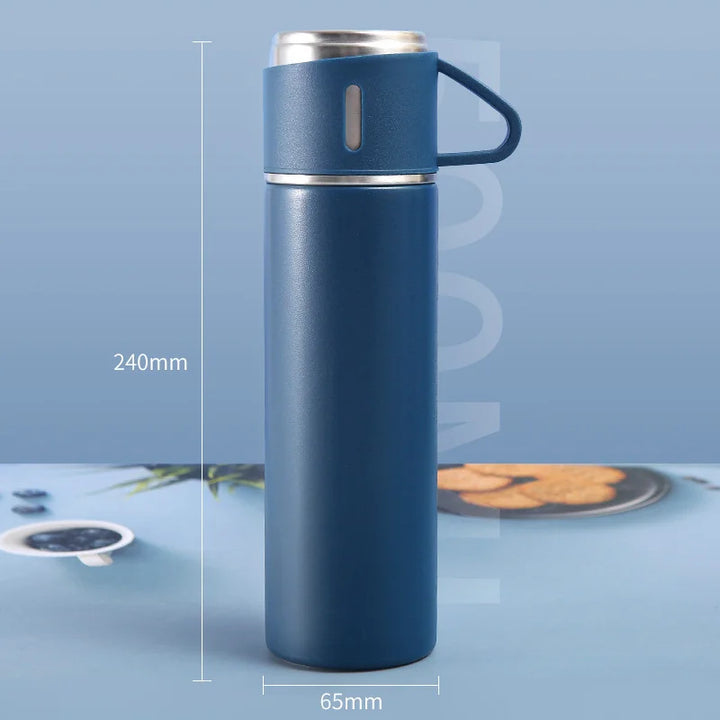 500ML Stainless Steel Vacuum Flask with Business Style Shimmering Design Coffee Mug | Thermos Bottle with Portable Cups