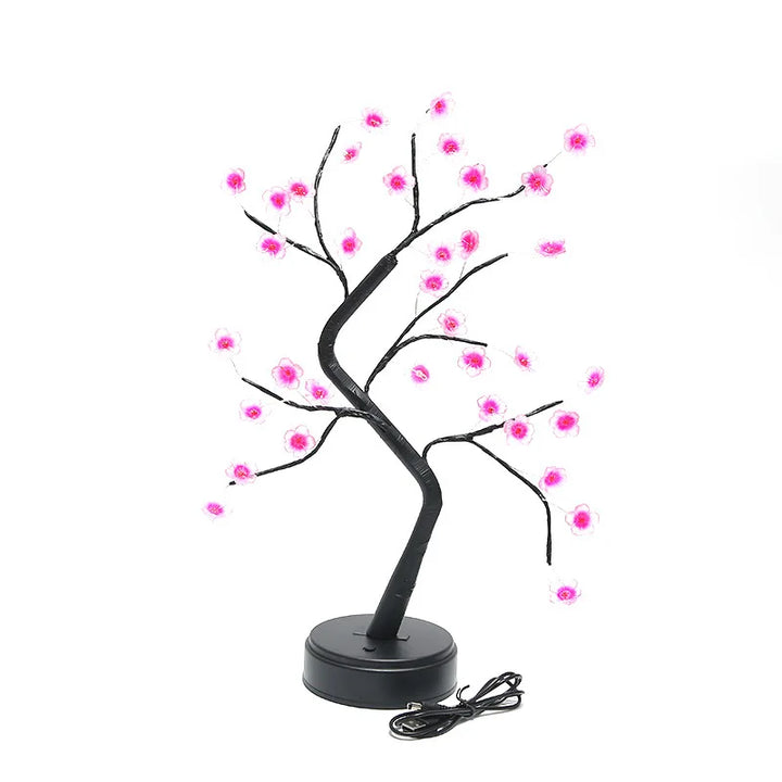 LED Flower Tree Night Lamp - Copper Wire Bedside Light for Home Decor and Weddings