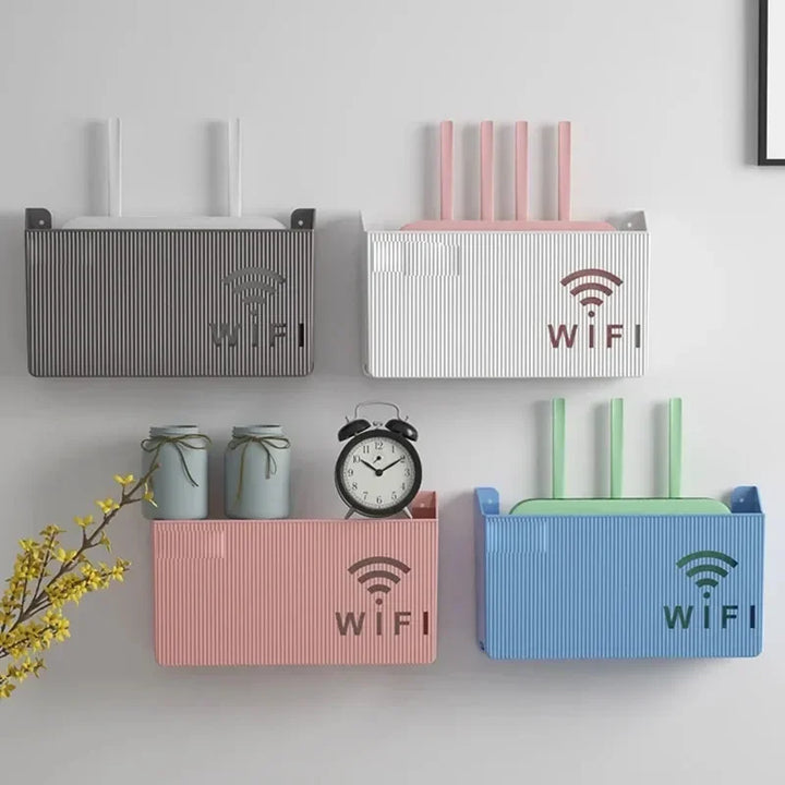 Wall Mounted Wireless Wi-Fi Router Shelf ABS Plastic Storage Box, Router Rack, Cable Power Bracket Organizer Home & Office