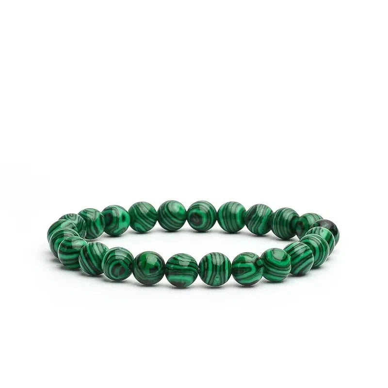 10mm Energy Yoga Bracelet Green Malachite Handmade Beaded Bracelet