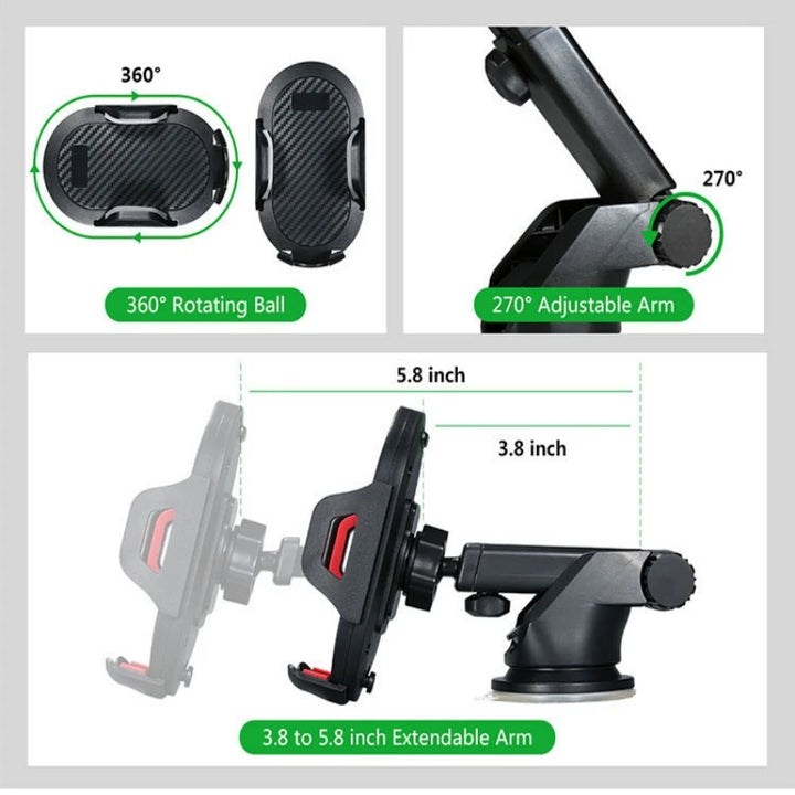 Car Phone Holder Mount with Sucker Cup, Cell Phone Support For iPhone 13 12 11 Pro Max X 7 8 Xiaomi Huawei Samsung