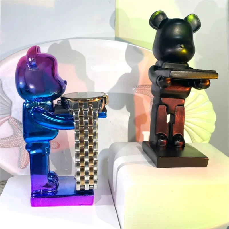 Trendy Watch Display Stand Electroplating Cartoon Bear Jewelry Storage Rack Gifts