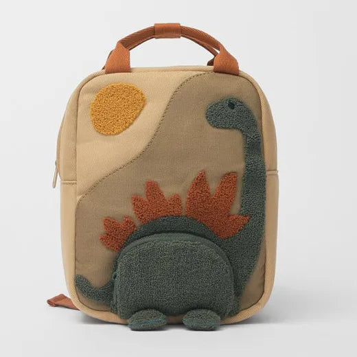 Kids Sun Embroidery Dinosaur Pattern Backpack For School