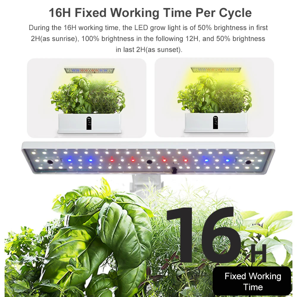 Water Pump Hydroponic System | Indoor Garden with 15W LED Lights, 9 Pods, and Auto Timing