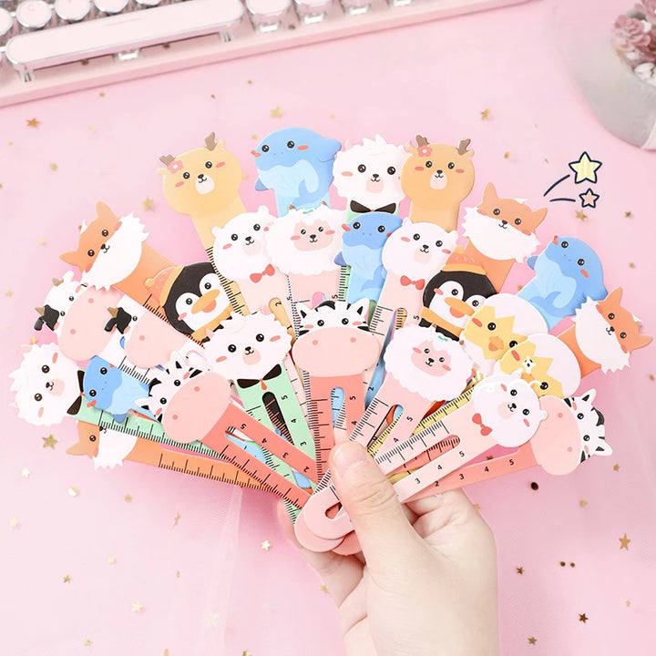 50Pcs/pack Cartoon Animal Bookmark |Bear, Kitten Student Ruler Bookmark Students Supplies