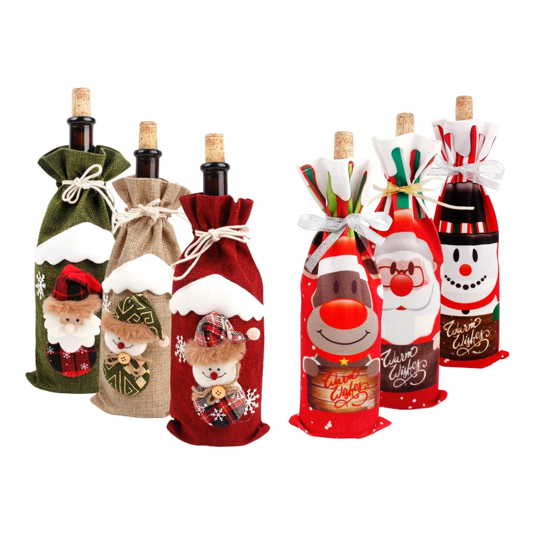 Christmas Wine Bottle Cover Merry Christmas Decorations For Home 2024 Cristmas Ornament Xmas Navidad Gifts New Year 2024