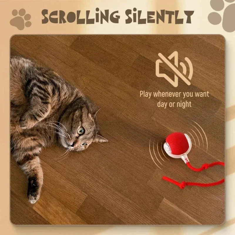 Electric Cat Ball Toy Automatic Rolling Fake Tail Ball Rechargeable Pet Interactive Toy Accessories for Cats Toys Things Games