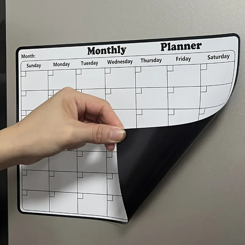 Magnetic Dry Erase Calendar for Refrigerator - Monthly Planner,  Message Board, Whiteboard For Kitchen Decor