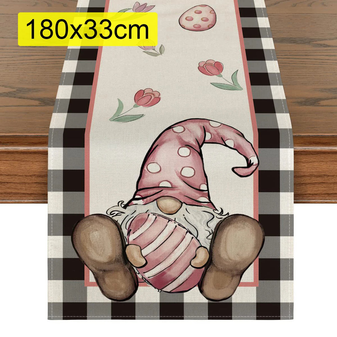 2024 Easter Bunny Table Runner Gnome Rabbit Party Decor Creative Tablemat Easter Placemat Table Decoration For Dining Home