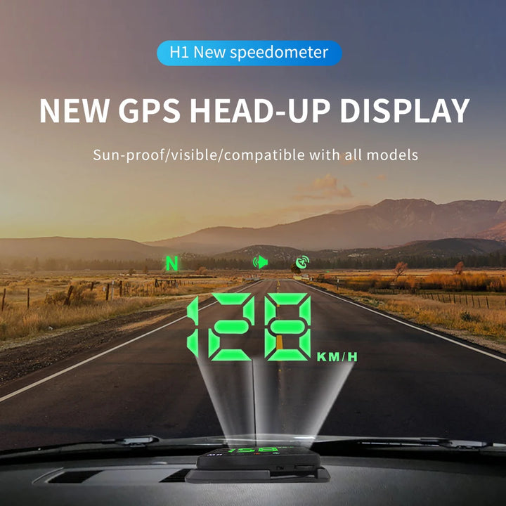 Head-Up Display H1 Car GPS Digital Speedometer With Windshield Projector USB Compatible