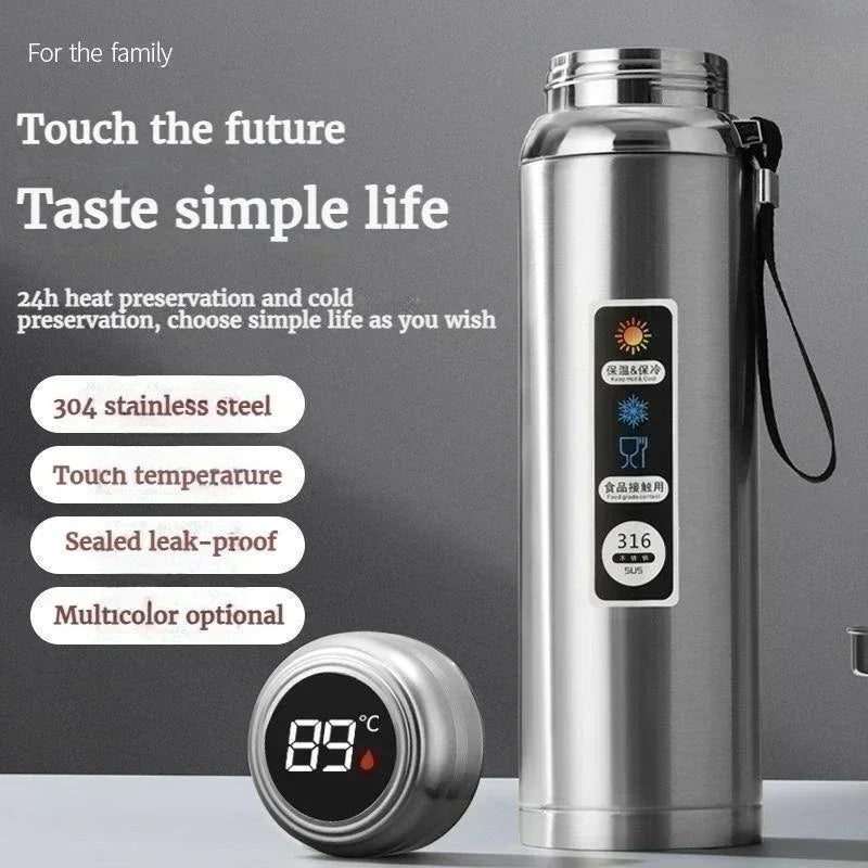 1.5L 316 Stainless Steel Water Bottle with Intelligent Temperature Display | Portable Thermos Cup, Tumbler,insulated Cup Vacuum Flask