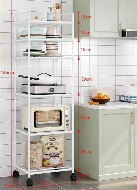 6/5/4/3 Layers Storage Shelves Household Trolley Standing Rack Home Bathroom Pantry Organization and Kitchen Storage Accessories