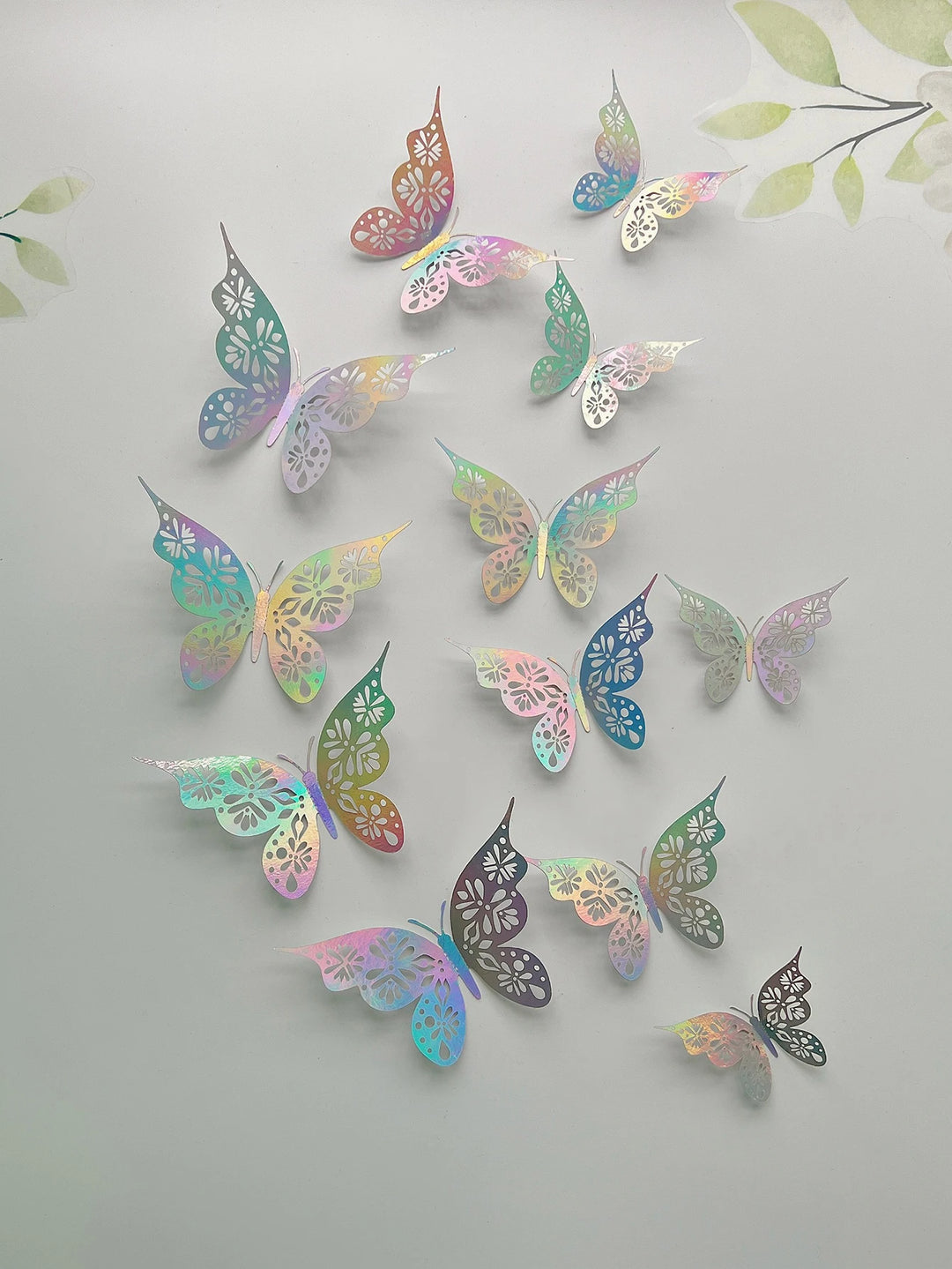 Set of 12 colorful 3D butterfly wall stickers for home decor