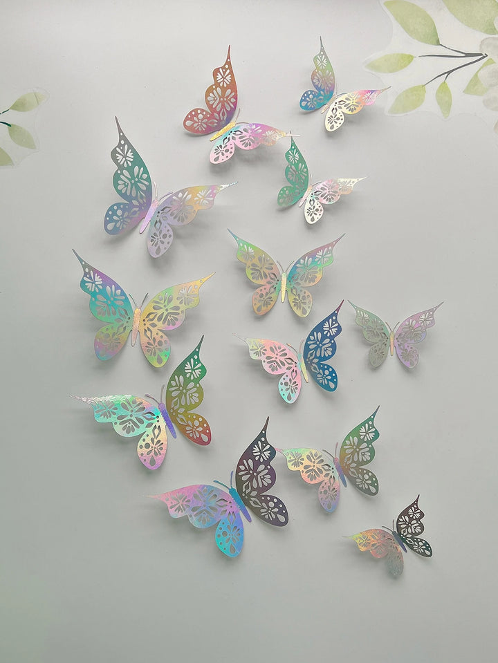 Set of 12 colorful 3D butterfly wall stickers for home decor