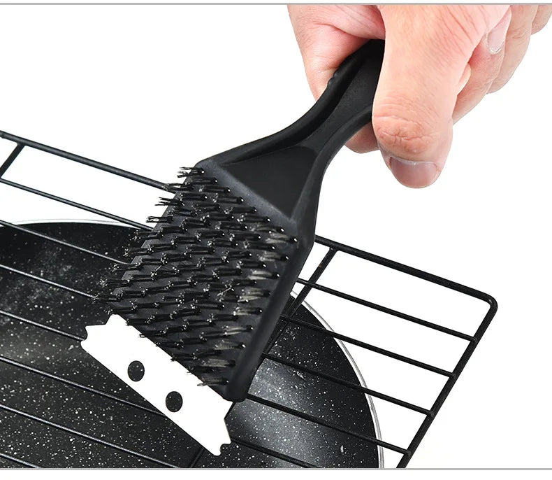 BBQ Cleaning Brush - Durable Steel Wire Bristles for Outdoor Grilling