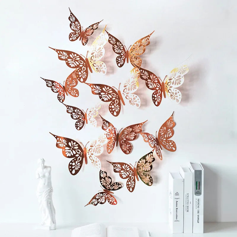 12 colorful 3D butterfly wall stickers