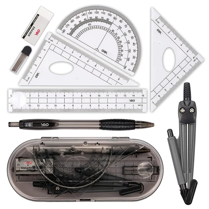 8 Pieces Mathematical Set Compass Lead Straight Ruler Combination for Students 2024 School Supplies | Math Drawing Measuring Tool