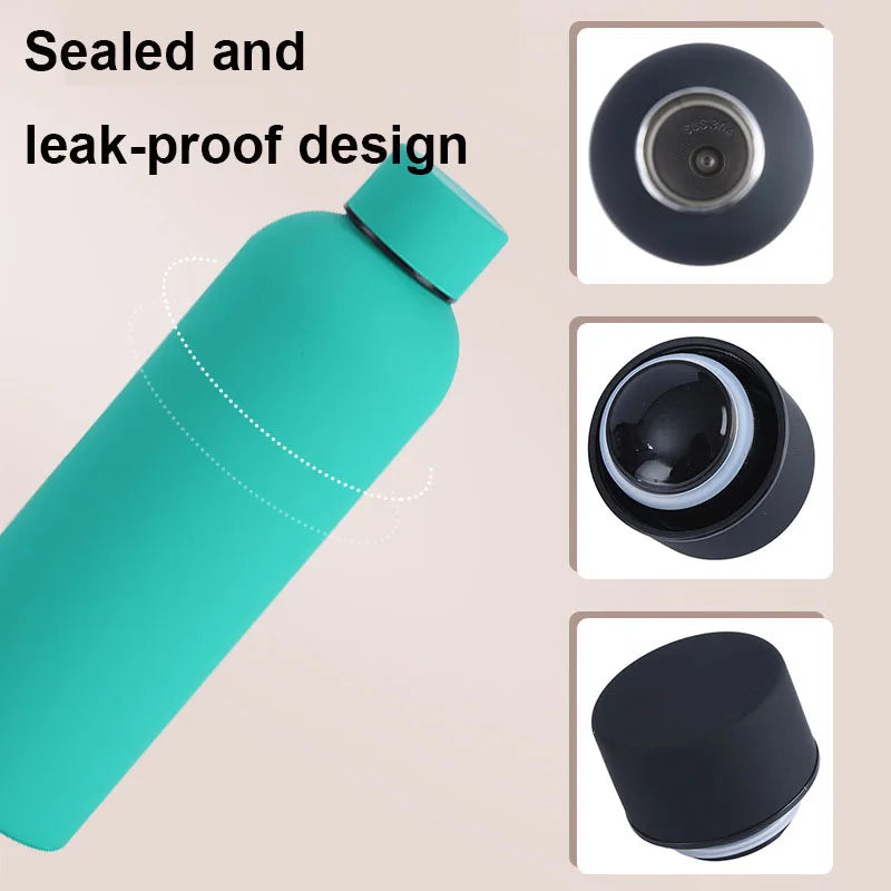 500/750ML Small Mouth Thermos Cup | Outdoor Stainless Steel Bottle, Rubber Paint Sports Kettle, Thickened Double Water Cup