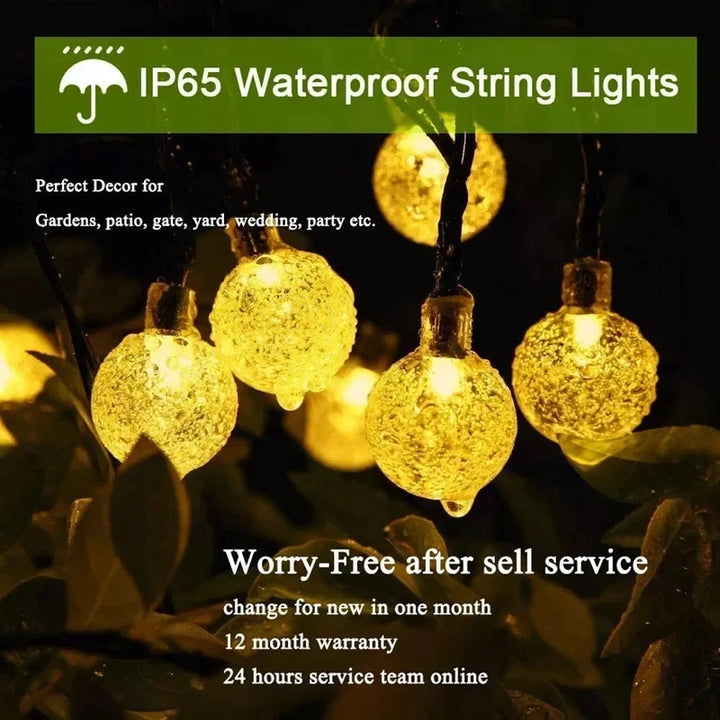 Outdoor Solar String Lights 200 LED Crystal Globe Lights Waterproof Solar Festoon Fairy Light for Garden, Christmas, Ramadan Decoration