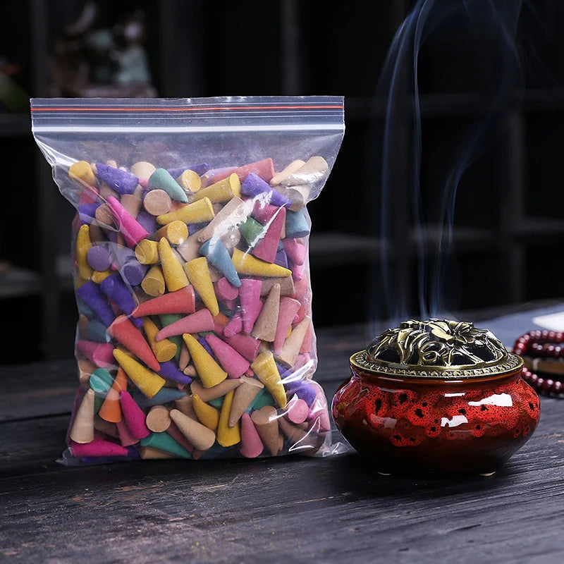 60Pcs Natural Incense Cones Mixed Flavor Backflow Insence Floral