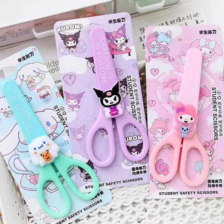 Adorable Sanrio Safety Scissors with Cover – Multi Color | DIY Cutting Set for KIds, School Stationery Supplies