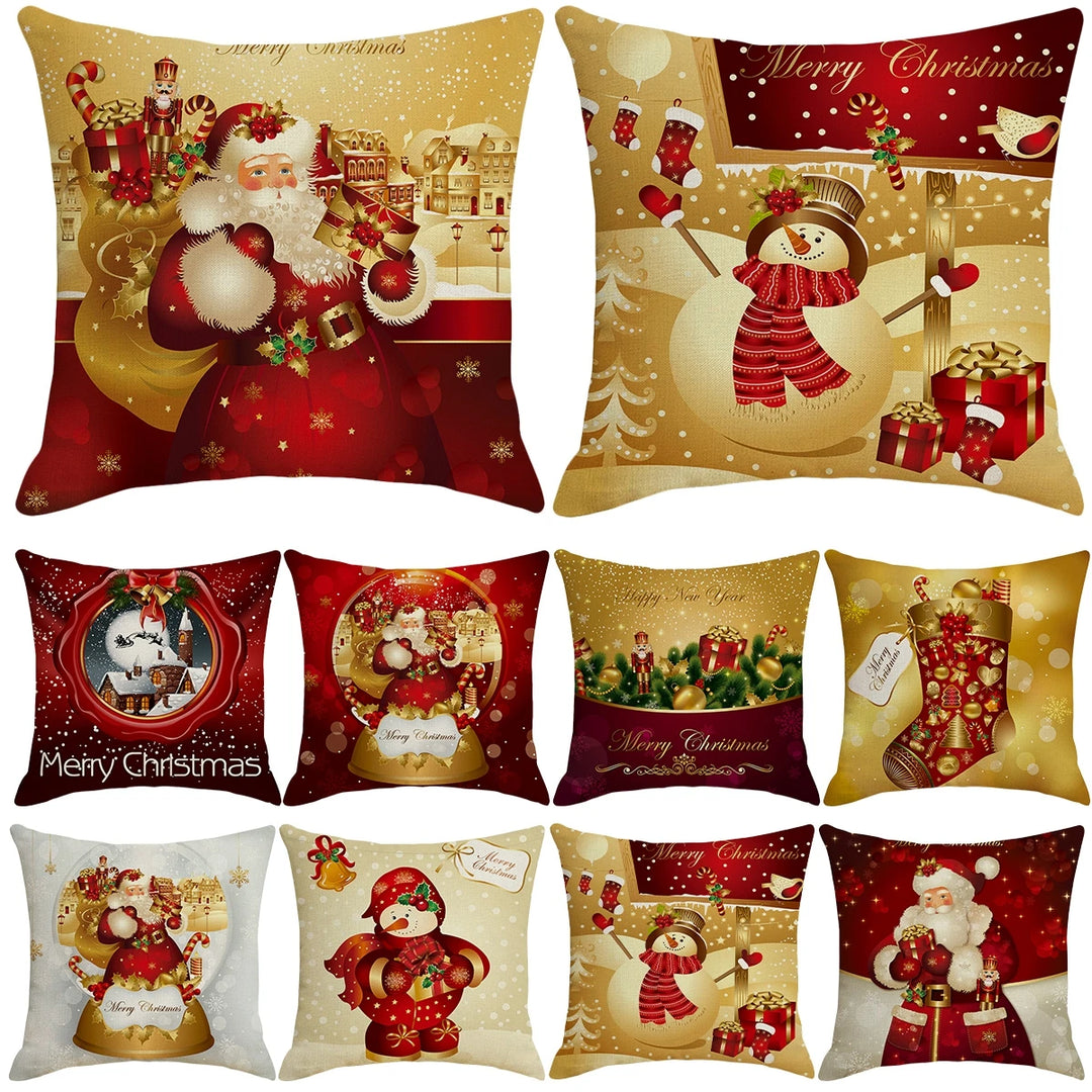 Christmas Cushion Cover Merry Christmas Decorations for Home 2024 Christmas Ornament Navidad Noel Xmas Gifts Happy New Year 2024