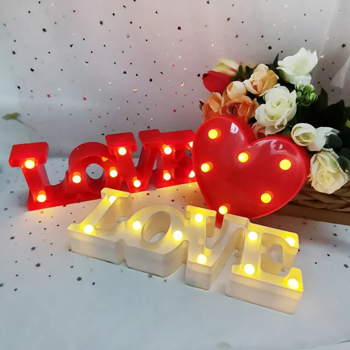 Love Heart LED Lamp Wedding Party Romantic Red Pink Night Light Ornament Birthday Christmas Home Decoration Valentines Day Gift