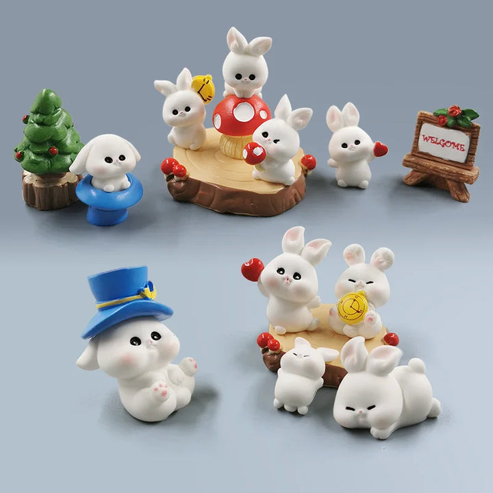 Kawaii rabbit figurine for fairy garden