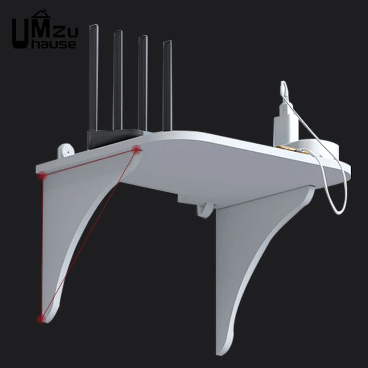 Floating Shelf,  Hanging Rack For Router, Multi-Tap Outlet,  Wifi,  TV Set Top Box, Wall Mount Holder